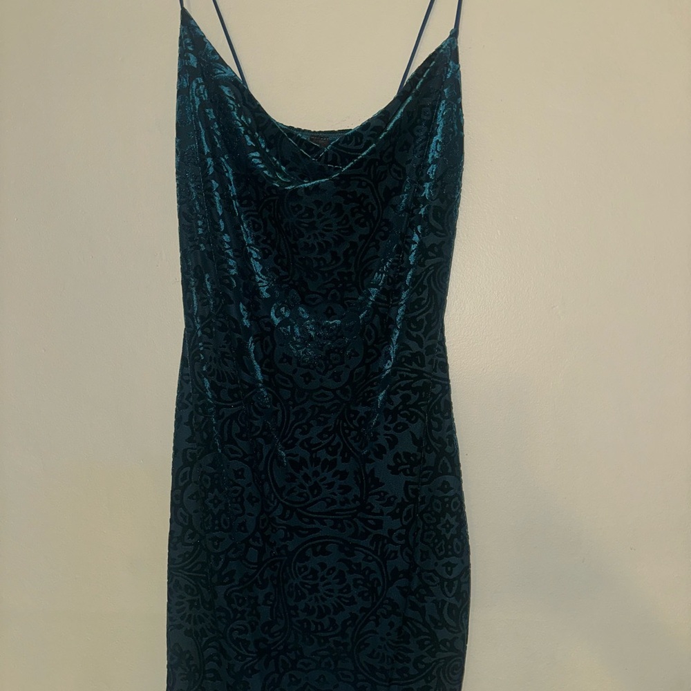 Windsor Teal Velvet Mini Dress